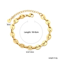 Bracelet en acier inoxydable doré 18 carats avec maillons grains de café de 18+5cm - Bracelet Maillons Grains de Café en Acier Inoxydable Doré (BR286001G)