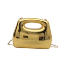 Elegante borsa a mano in acrilico specchiato oro con tracolla a catena in metallo - Oro