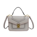 Elegant light gray crossbody bag with cross-pattern leather and gold metal lock - Gray