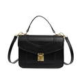 Classic black crossbody handbag with snake-pattern leather and gold S-lock buckle - Black