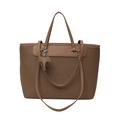 Borsa tote marrone in pelle martellata con ciondolo a elefante e tracolla - Marrone