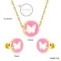 Dimensioni dettagliate del set di gioielli a farfalla dorata con smalto e strass - Set Farfalla Rosa (SE26180FG)