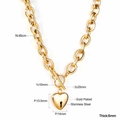 Collana a catena in acciaio inossidabile dorato con ciondolo a cuore e chiusura OT - Stile Lucchetto a Cuore (NE251901G) / Oro