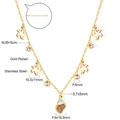 Macro detail of gold-plated starfish and colorful shell pendant with crystal stones - Sea Star Shell Multi-Pendant Color Zircon Necklace (NE26260MG)