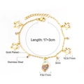 Detailed view of gold stainless steel shell and star charms on the adjustable bracelet - Sea Star Shell Color Zircon Pendant Bracelet/Anklet (BR24450MG)
