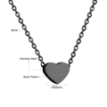 Minimalist black stainless steel heart pendant necklace with 45cm chain and 9x8mm charm - Black (NE219301B)
