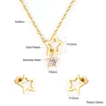 Gold plated stainless steel star necklace and earrings set with white crystals - Gold (SE25060AG)