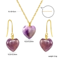 Set gioielli cuore ametista viola con collana dorata e orecchini pendenti - Stile Cuore in Pietra Viola (SE26230CG)