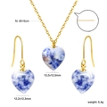 Set gioielli dorati con collana pendente in pietra naturale a forma di cuore e orecchini - Stile Cuore in Pietra Texturizzata Blu (SE26230KG)