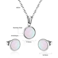 Minimalist stainless steel jewelry set with white shell round necklace and earrings - Silver Style(SE229704S)