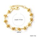 Bracciale in acciaio inossidabile placcato oro 18K con maglie a nodo e chiusura a moschettone - Bracciale Con Nodo Oro (BR284801G)