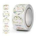 Rotolo da 500 pezzi adesivi fiori acquerello da 2,5 cm con scritta Thank You per regali - Stile Floreale Acquerello Colorato (C260) / Piccolo rotolo di adesivi circolari