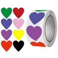 Roll of colorful heart-shaped adhesive labels for gift wrapping and DIY crafts - 25mm-500Pcs/Roll / Eight-color Colorful Heart Style (C134)