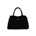 Borsa tote nera opaca vintage con fibbia argentata e capienza per il pendolarismo - Nero
