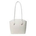 Witte bucket bag van leer met lychee-textuur en geknoopte riemen met gouden uiteinden - Broken Wit