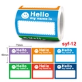 Rotolo di etichette colorate 75x50mm per nomi di studenti e targhette per ufficio affari - 75x50mm / Stile Colorato con Faccina Sorridente (syf-12)