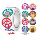 Simpatici adesivi premio animali per bambini, etichette a rullo rotonde da 30mm per scuola - 30x30mm / Stile Dessert Cartone Animato (syf-26)