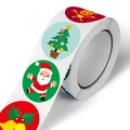 Rollo de pegatinas navideñas variadas con diseños de Papá Noel, renos y árboles - Serie de Navidad con Múltiples Patrones (syf-92) / 25mm
