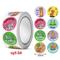 Roll of 30mm cartoon animal reward stickers for students featuring encouraging English words - Forest Cute Pets Combination (syf-54)