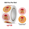Rotolo da 500 adesivi regalo cuore per pacchi, etichette rotonde arancioni e rosa da 2,5cm - Stile Sigillante Cuore Scatola Regalo (syf-38) / Diametro 25mm