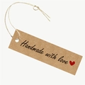 Etichetta in carta kraft marrone con scritta Handmade with love e cordino - Handmade with love (B3)