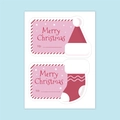 Autocollants de Noël roses et rouges en forme de bonnet et chaussette pour cadeaux - Style Bonnet & Chaussette de Noël