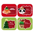 Christmas gift stickers pack featuring cute cartoon animals with Merry Christmas greetings - M1 / 25Pcs/Pack