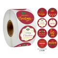 Roll of 500 Christmas stickers with 8 festive patterns for gift wrapping and sealing - Classic Santa Pattern (C-181)