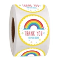Rotolo di adesivi di ringraziamento arcobaleno per chiudere regali e confezioni - 500 Pezzi/Rotolo
