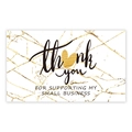Elegant marble texture thank you card with gold heart for small business packaging - White Marble Texture (A12)