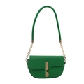 Grass green lychee texture saddle bag for women with gold hardware and cylindrical strap - Green
