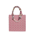 Roze bruidstas met dubbel geluk jacquard patroon en witte parelketting decor - Roze Klein