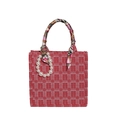 Rode feestelijke trouwtas met dubbel geluk patroon en parel hanger accessoires - Rood Klein