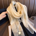 Eleganter Seidenmischschal in Champagner mit dezentem Glitzereffekt für Damen - Beige