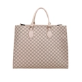 Borsa tote beige con stampa monogramma M grigia e doppi manici superiori robusti - Cachi