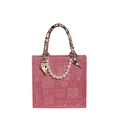 Roze bruiloftstas met Double Happiness patroon, zijden sjaal en parelketting - Jacquard Roze Klein