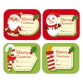 Set of four colorful Christmas gift labels featuring Santa and snowman with writing space - M3 / 25Pcs/Pack