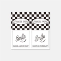 Autocollants rectangulaires à damier noir et blanc avec sourire pour emballages - Visage souriant en damier noir et blanc (H208)