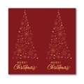 Étiquettes de Noël rouges avec motif d'arbre doré pour emballage de cadeaux - C2-Style Sapin De Noël Doré Sur Fond Rouge