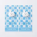 Adesivo di ringraziamento a scacchi blu con animale cartoon per confezioni - Stile Gatto a Quadri Blu (H-152)