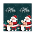 Autocollants de Noël rectangulaires avec Père Noël et pingouin sur fond vert foncé - C4-Style Personnages De Dessins Animés Verts