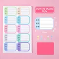 Étiquettes de nom imperméables en forme de losange pour fournitures scolaires 42x28mm - Étiquettes en Losange Plates (6 Feuilles/Sac)