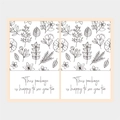 Adesivi rettangolari con foglie verdi e testo This package is happy to see you too - Stile Disegno Lineare Pianta in Bianco e Nero (H-06) / 50 fogli/confezione