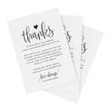 Three stacked elegant matte white 10x15cm wedding thank you cards with black typography - Thank You Simple Black And White Style (K-132) / 50 Sheets/Pack
