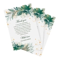 Green watercolor leaf wedding thank you cards for newlyweds table decor 10x15cm - Thank You Dark Green Leaves Gold Glitter Style (K-135) / 50 Sheets/Pack