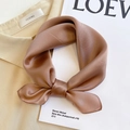 Close-up of silk neckerchief tied in a bow on a shirt collar with soft texture - 53*53cm / Dusty Pink
