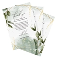 Green watercolor wedding thank you cards with gold geometry and eucalyptus leaves - Thank You Sage Green Forest Gold Line Style (K-137) / 50 Sheets/Pack