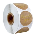 Brown kraft paper Thank You stickers with gold foil script lettering on a roll - Kraft Background Gold Stamping (A5)