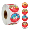 Red 2.5cm Christmas stickers roll with snowman and reindeer gift seal patterns - Cute Snowman And Gift Pattern (C-182)