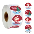 500 Christmas theme round 2.5cm stickers with snowman and Santa designs for gift sealing - Winter Ice Blue Illustration Pattern (C-184)
